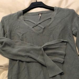 Free people slate blue criss cross vneck tunic